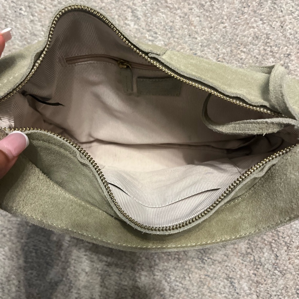 Margot New York Suede Shoulder Bag in Olive Green - Picture 4 of 4